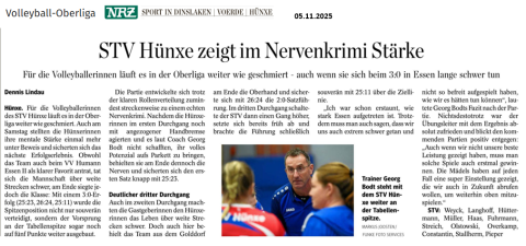 Zeitungsartikel der NRZ beschreibt die Leistungen der Volleyballabteilung